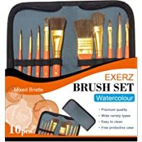 Exerz JH023 Artist Set de Pinceles – 10 Pinceles Profesionales de Cerdas Mixtas en un Estuche Viajero-Perfectos Para…